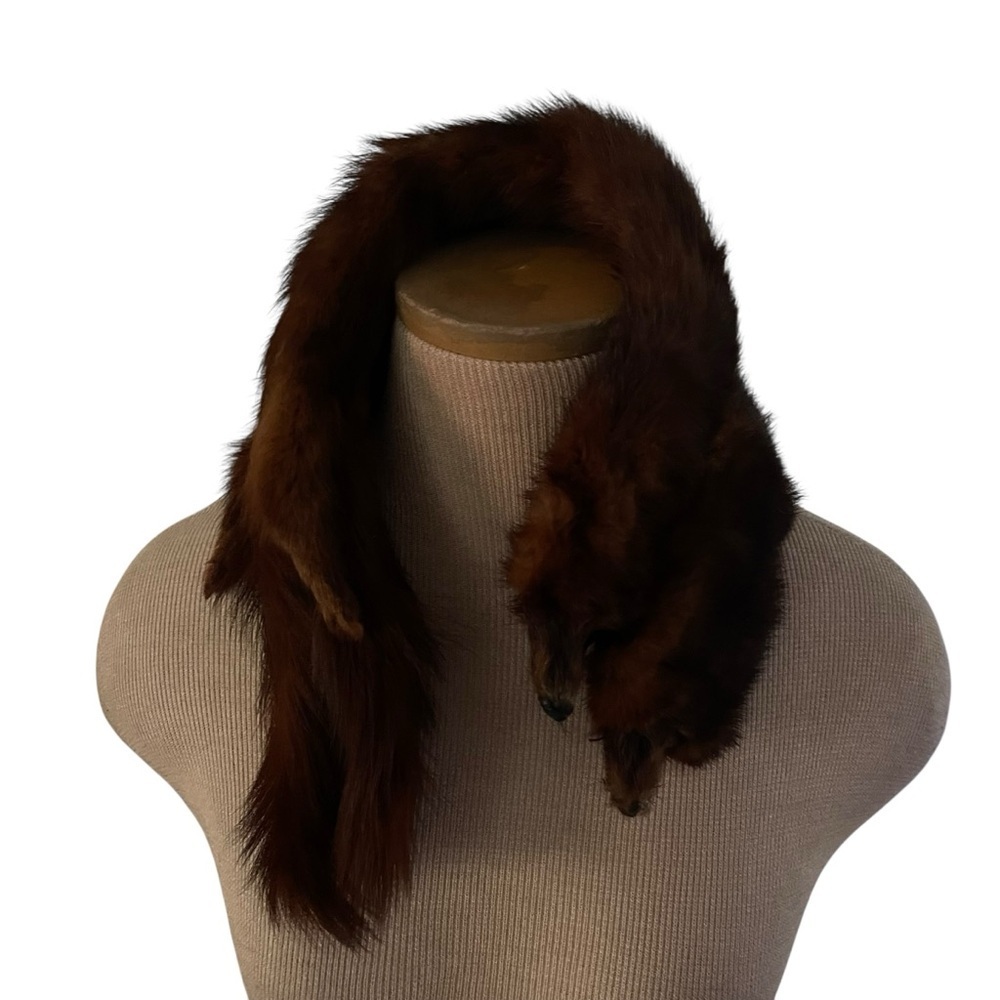 Vintage Mink Luxurious Brown Fur Wrap Collar Accessory